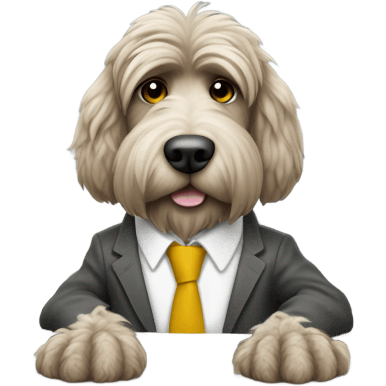 Spinone fluffy dog who works at an office building emoji