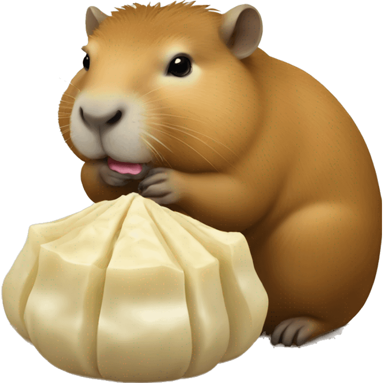 a capybara eating dumpling emoji