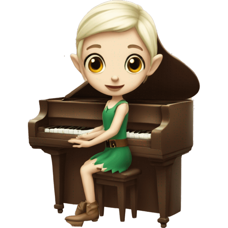 whits skin girl elf playing the piano emoji