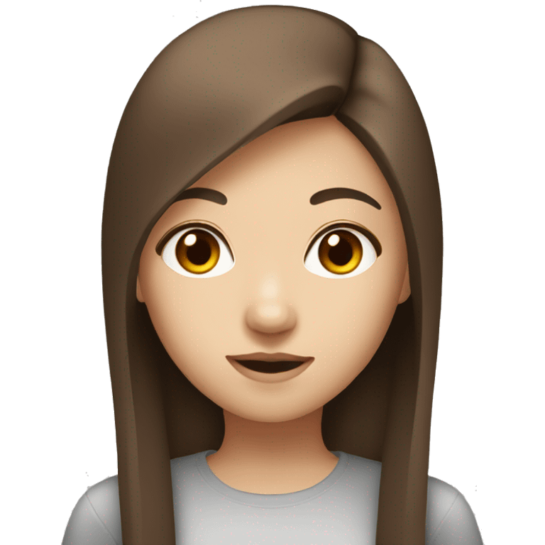 Girl whit straight brown hair and asian eyes emoji