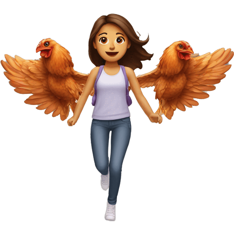 a girl flying with two bbq chicken wings on her back emoji