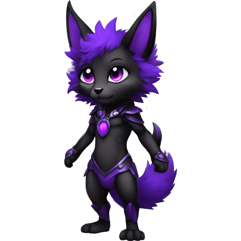 Anthro-Edgy-Cool-Black-Purple-Contrast-Colors-Fantasy-Fur-Sona-Chibi-Shiny-Fakémon-Hybrid full body emoji