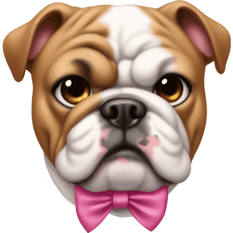 Bulldog with a little pink bow on it’s head  emoji