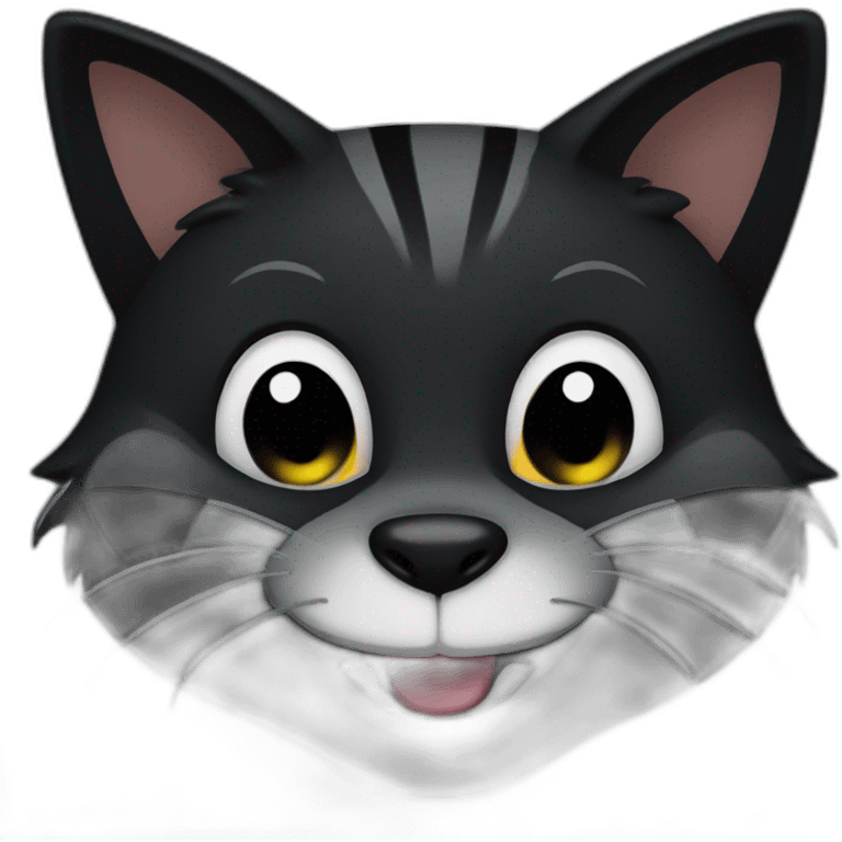 Black cat raccoon smile emoji