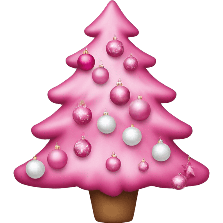 pink christmas tree with pink and white ornaments  emoji