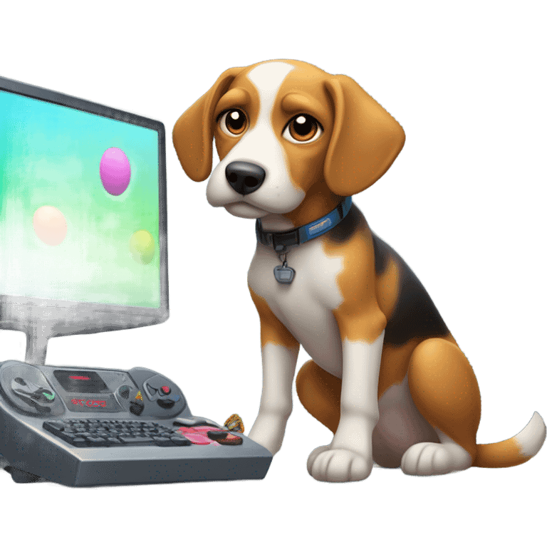 Dog playing video games emoji