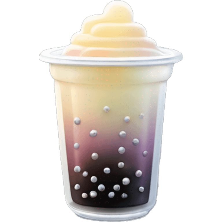 Realistic isolated gradient silver holographic boba tea. emoji