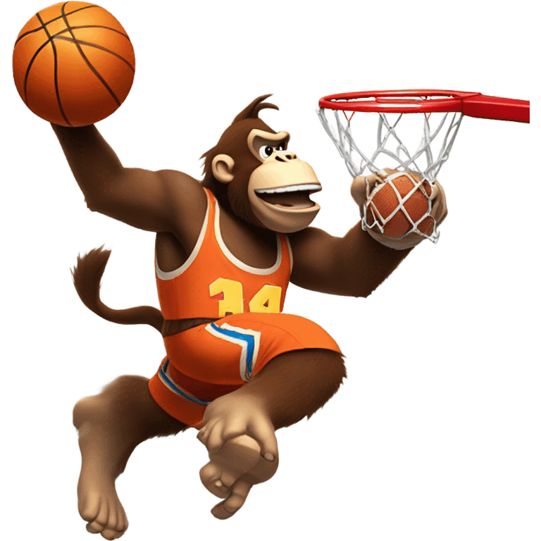 Donkey-kong dunking a basketball emoji