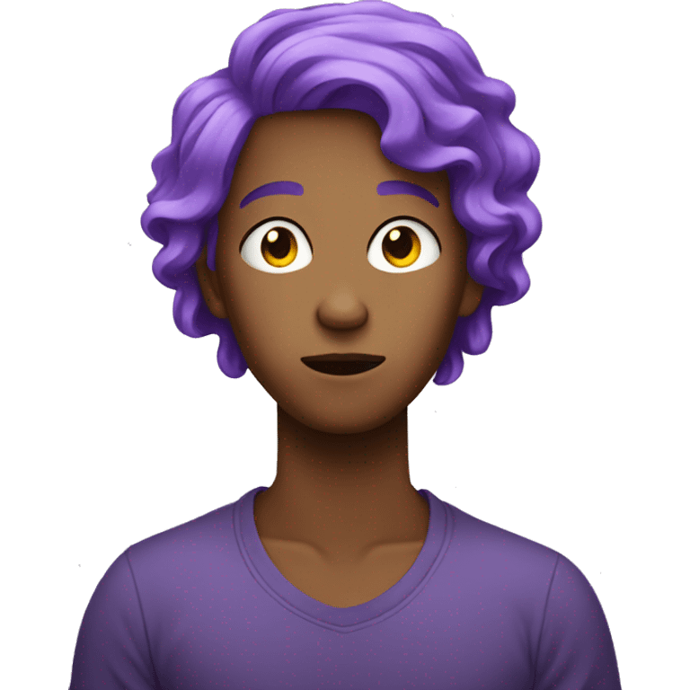 teen with purple hair shrugging emoji