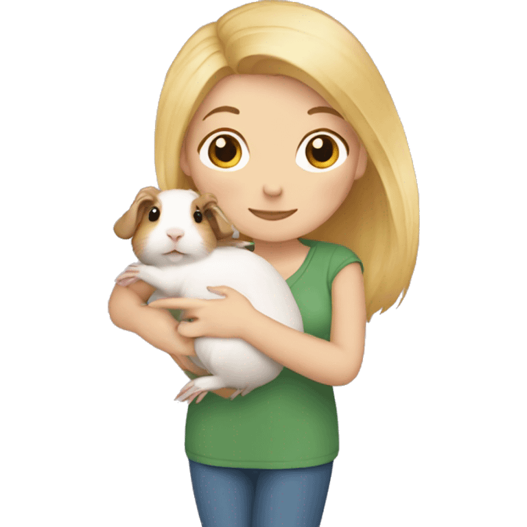 Blonde Woman hugging a guineapig emoji