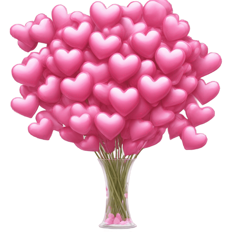 10000000 huge pink hearts on stems in a clear glass vase emoji