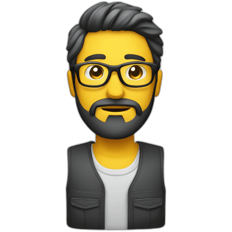 Mi cara con barba y gafas de taxista emoji