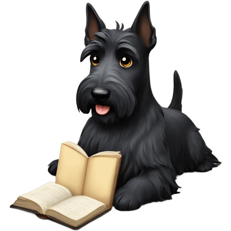 Scottish terrier reading family Bible emoji