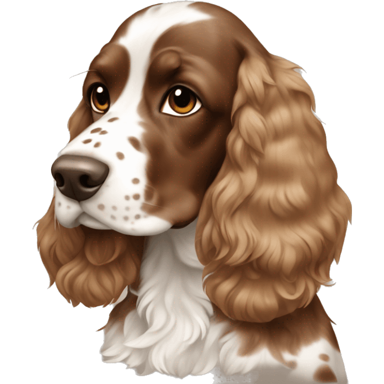 Brown with white spots working cocker spaniel emoji