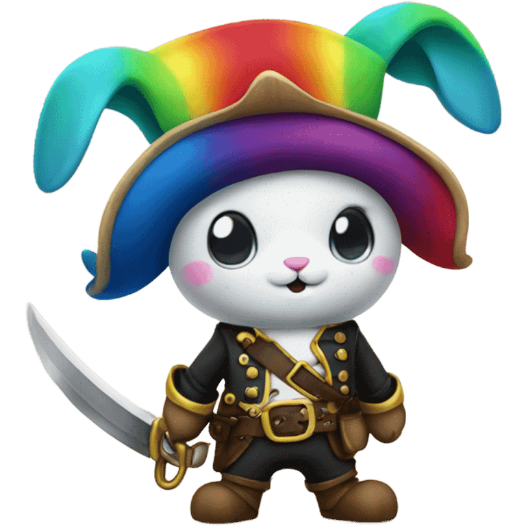 Rainbow bunny pirate emoji