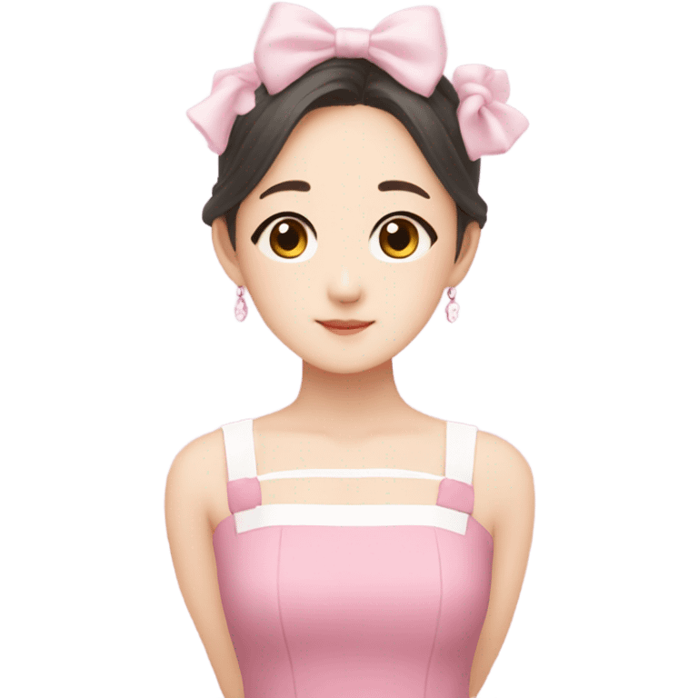 Jang Wonyoung asian kpop cute white girl wearing pink dress  emoji