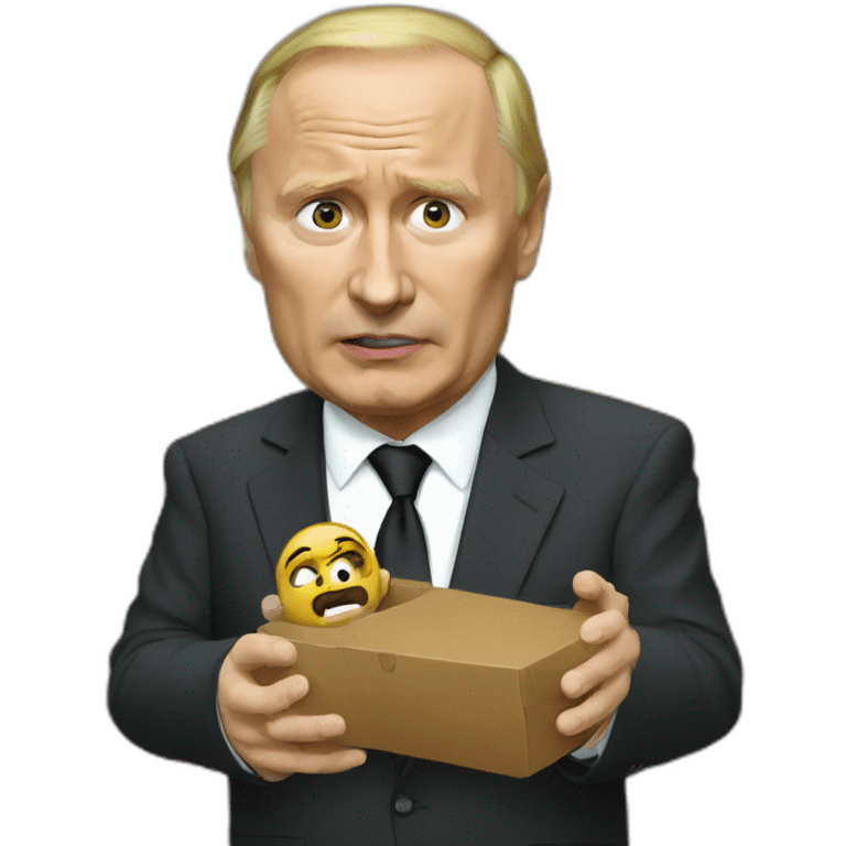 Vladimir poutine holding shit and beeing scared emoji