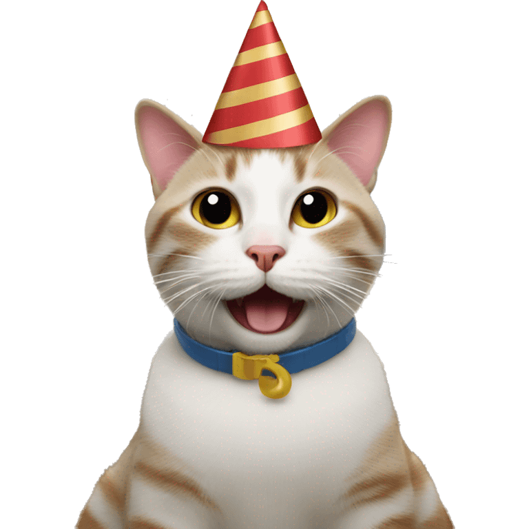 cat wearing a birthday hat on a boat emoji