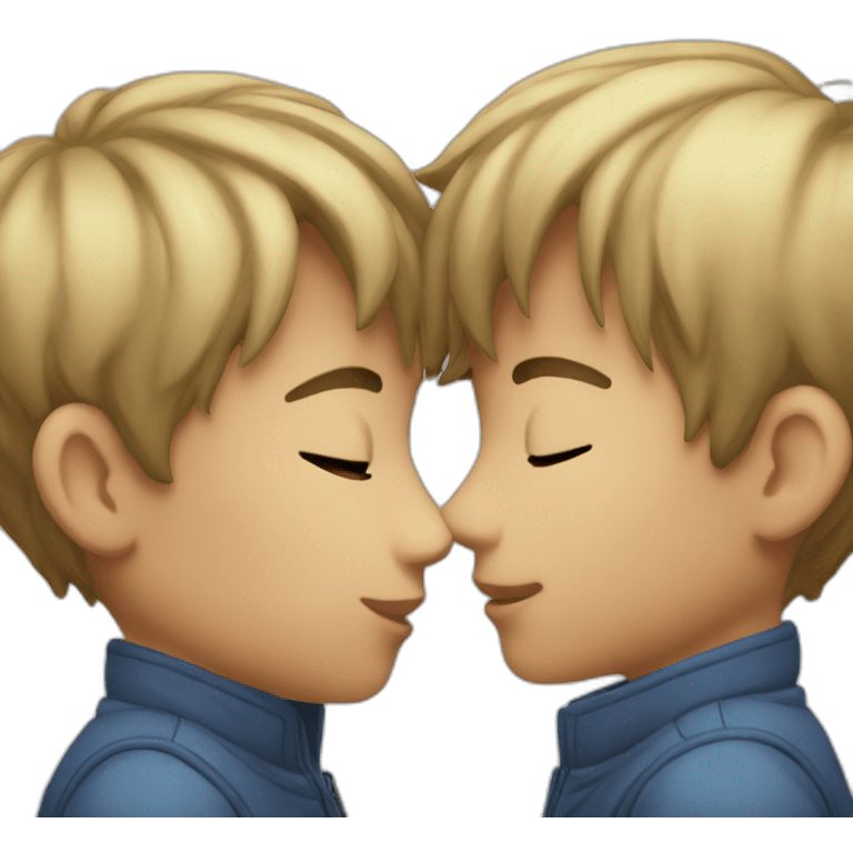 Two boys kiss asian emoji