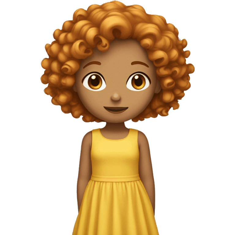 girl with ginger curly hair in a yellow dress emoji