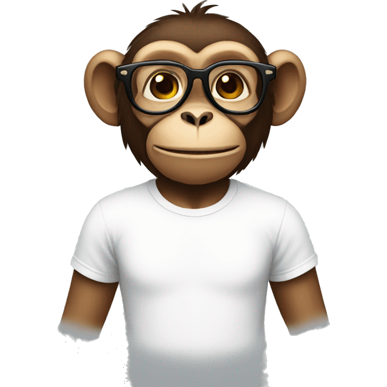 a monkey with glasses wearing a white t-shirt emoji