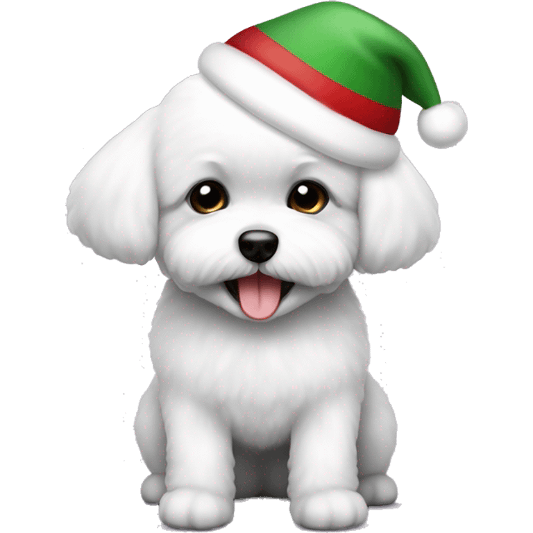 half black half white bichon dog small celebrating christmas emoji