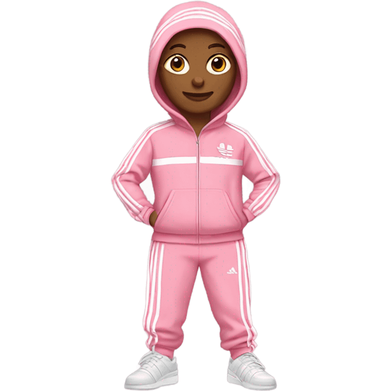 pink adidas sweat suit with white stripes emoji