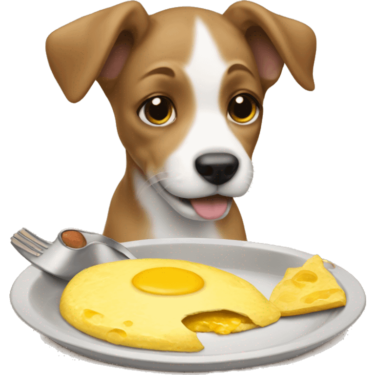 Puppy eating omelet emoji