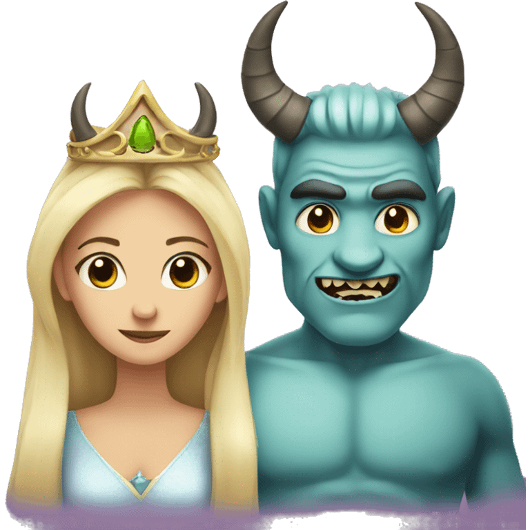 a princess and a monster with horns emoji