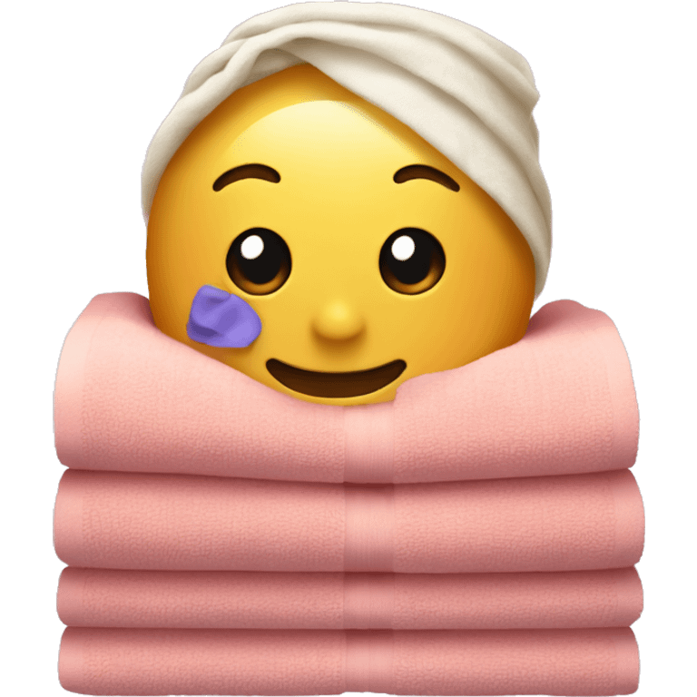 Blushing emoji with spa towel emoji