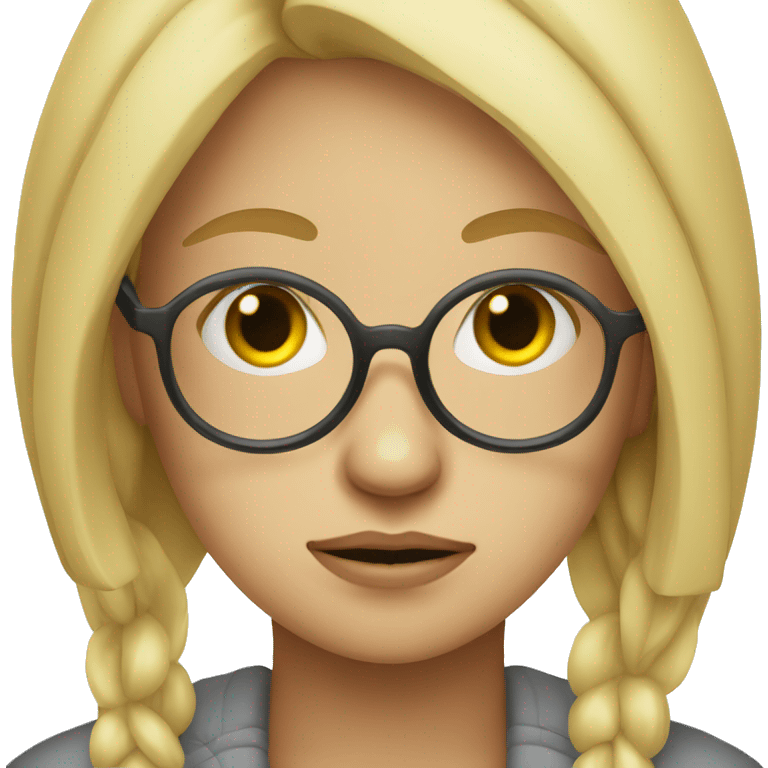 Blonde girl oy in glasses portrait being sick emoji