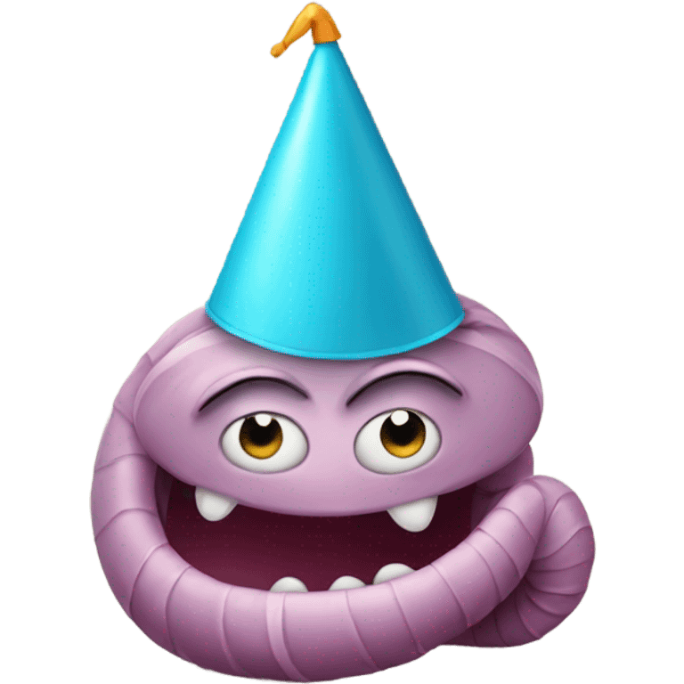 Worm wearing party hat  emoji