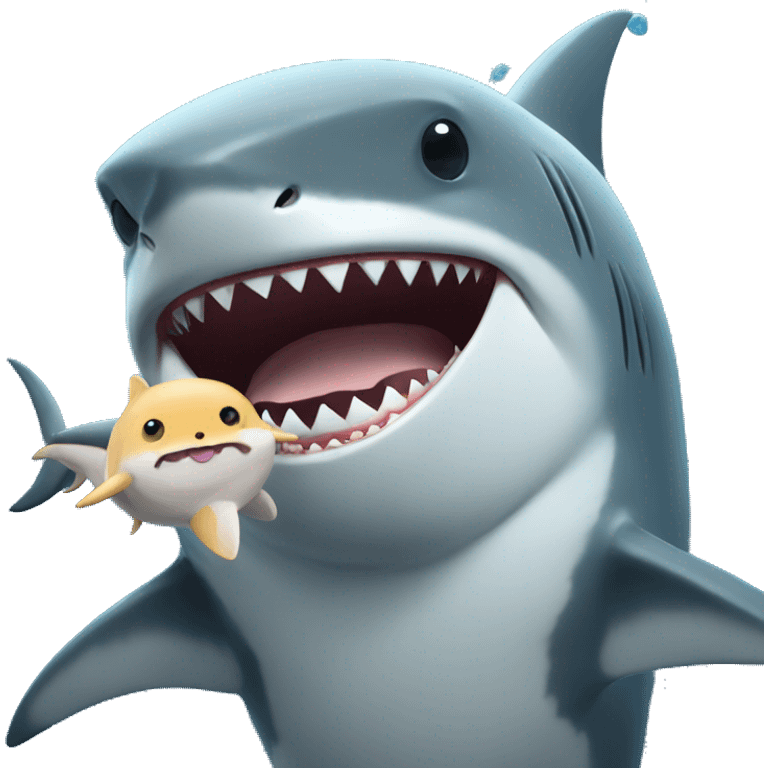 shark having fun with a hamster emoji