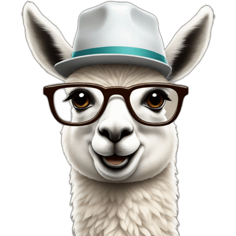 llama with a cap and glasses emoji