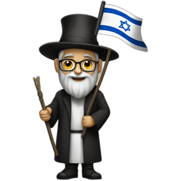 rabbin with Sidelocks holding israel flag emoji