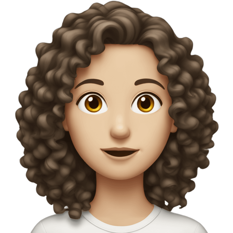 White girl with dark brown curly hair  emoji