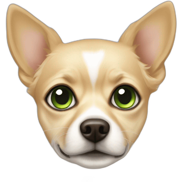 Blonde chiwawa with Green eye emoji