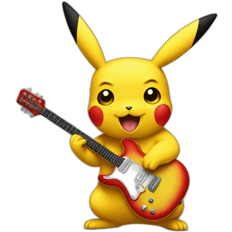 Pikachu playing electric guitar  emoji