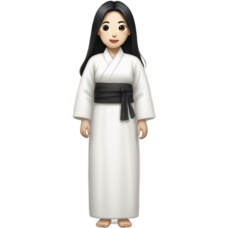 A Korean woman with black hair and white clothing emoji. emoji