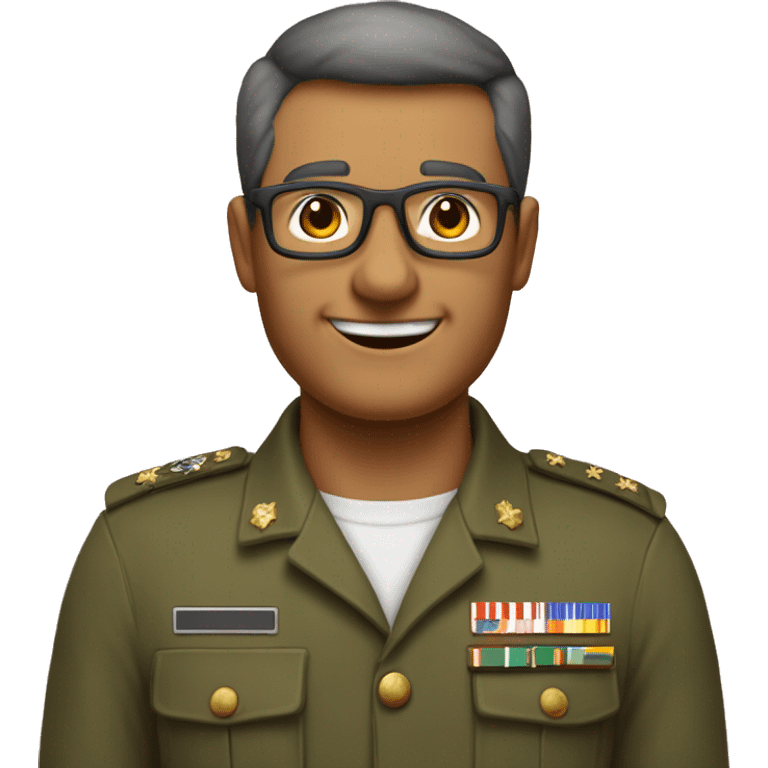 Homme brun cheveux rasés type militaire avec lunettes de vue âgé de 55 ans pesant 85 kilos plutôt souriant et affable divorcé  emoji