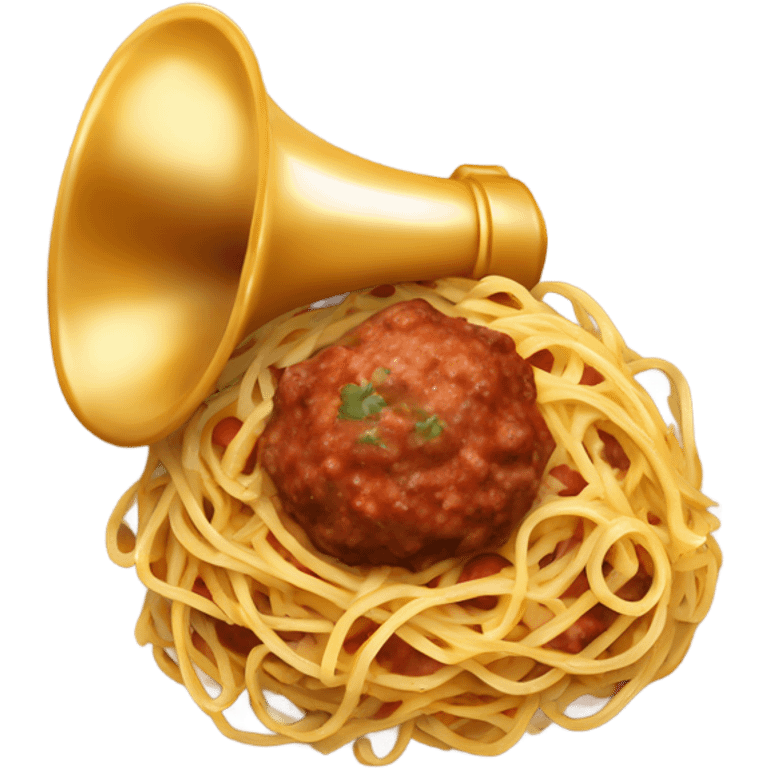 spaghetti and meatballs french horn emoji