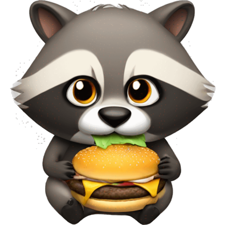 Racoon eating burger emoji