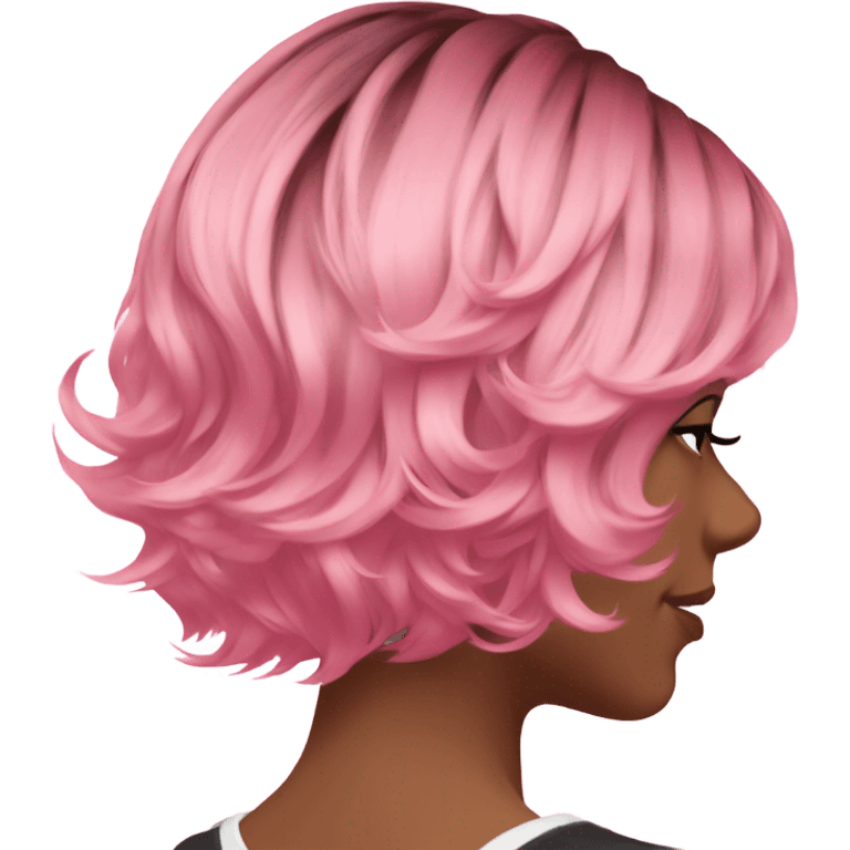 Pink wavy to side short hair back view emoji