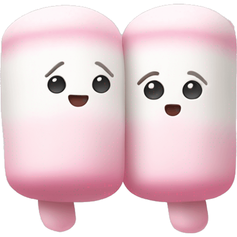 white & pink marshmallows blushing holding hands emoji