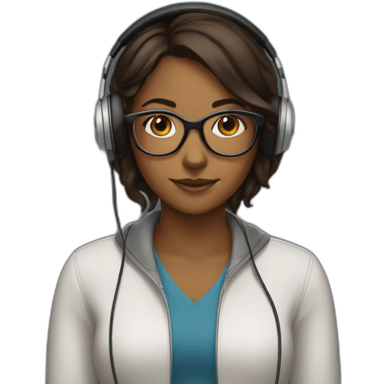 Brown girl with glasses and headset  emoji