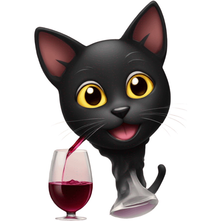 black Cat drinking wine  icon emoji