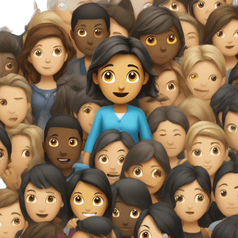 girl in skirt among crowd emoji