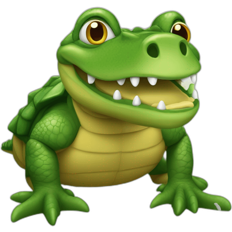 Tortue sur un aligator emoji