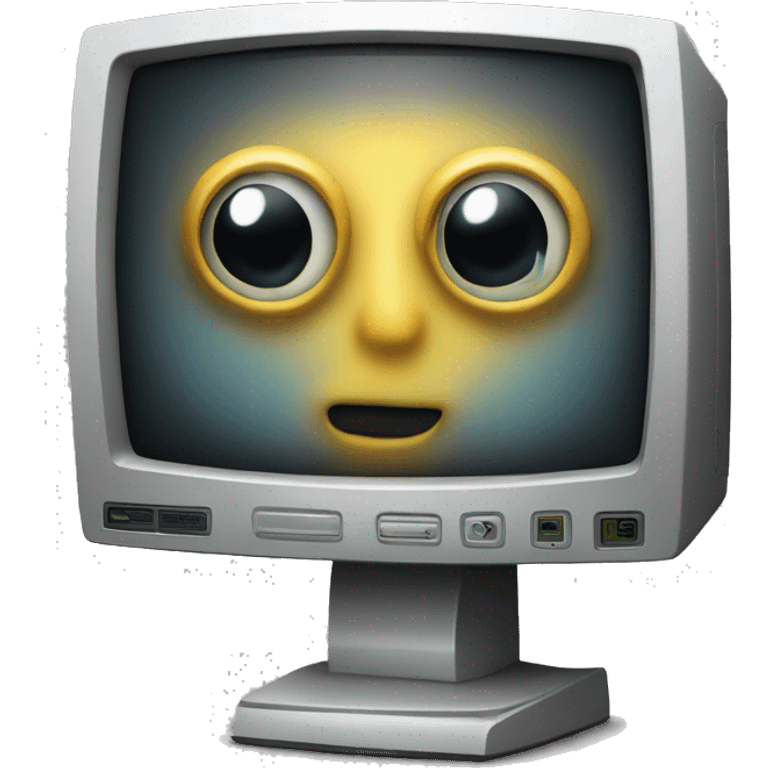 a crt monitor with eyes, in the style of steambot willie emoji