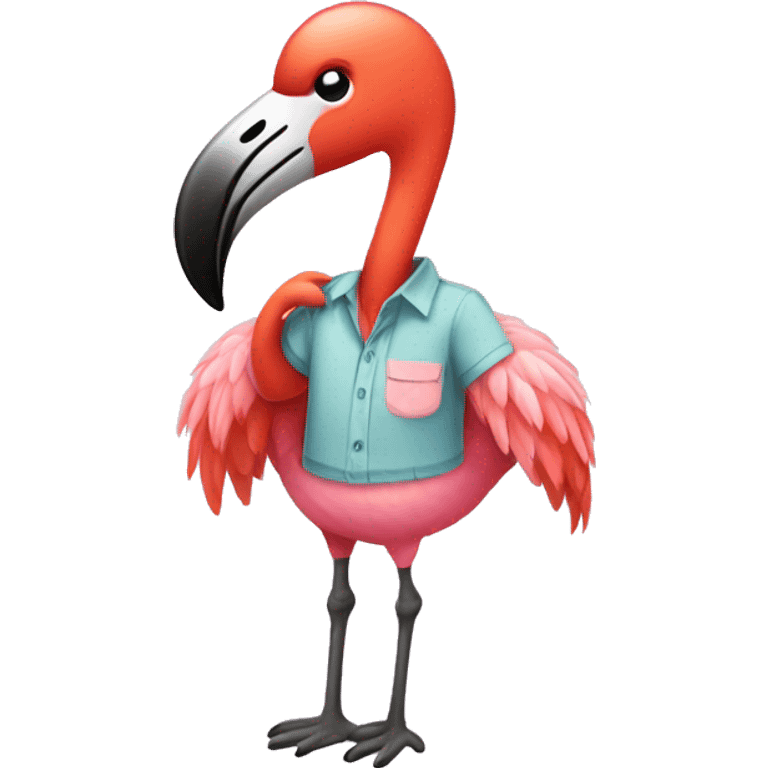 Flamingo wearing shirt emoji